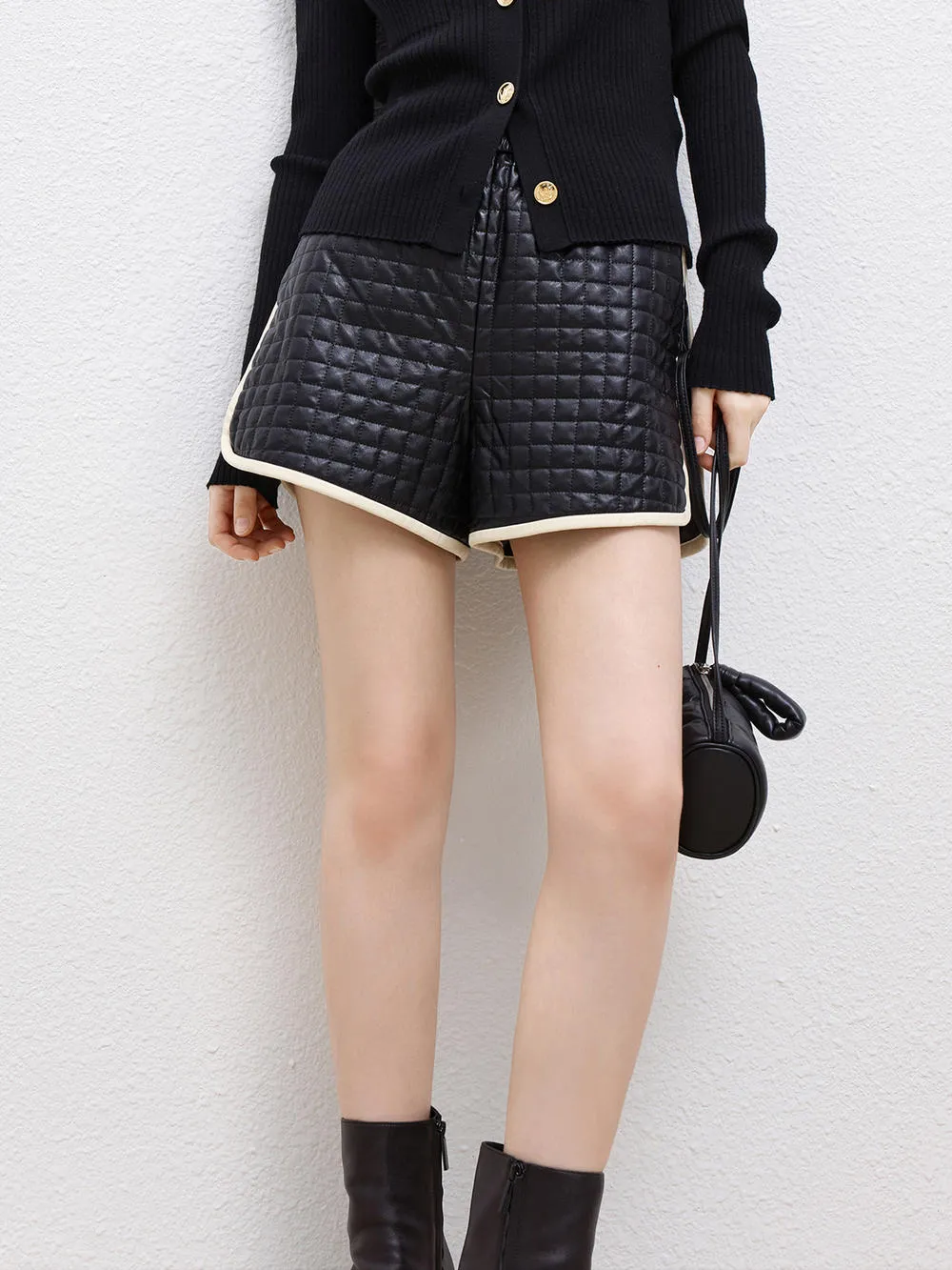 Contrast Trimmed PU Shorts