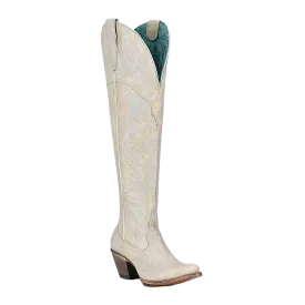Corral Ladies Over The Knee Distressed White Round Toe Boots A4311