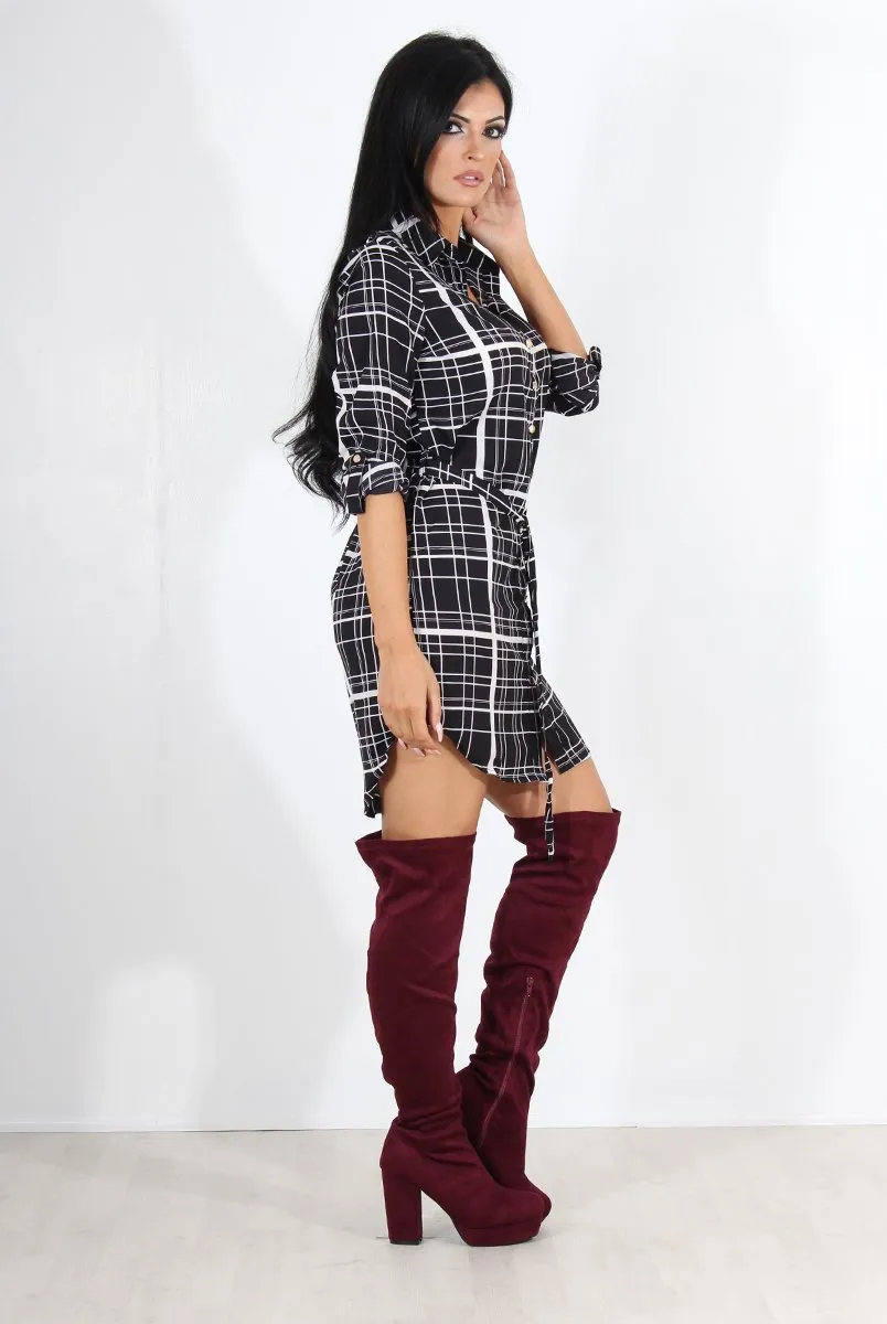 Dolly Black Check Print Shirt Dress