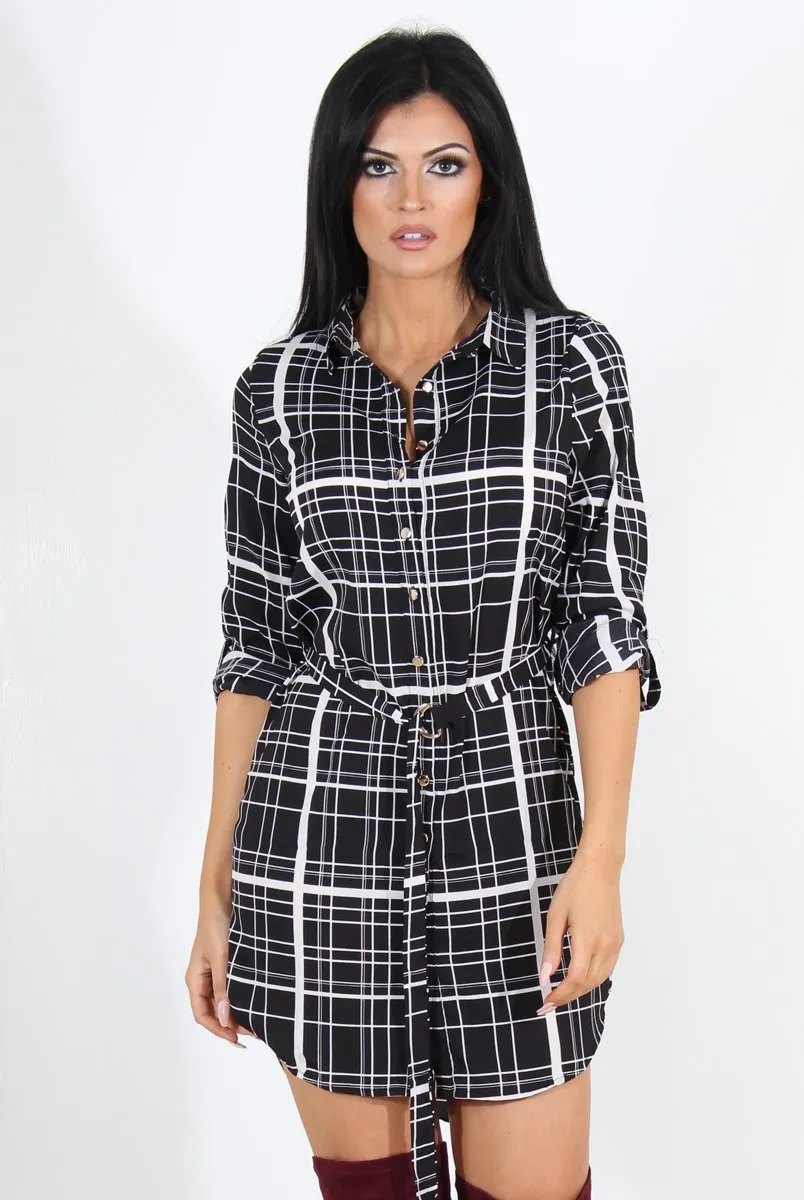 Dolly Black Check Print Shirt Dress