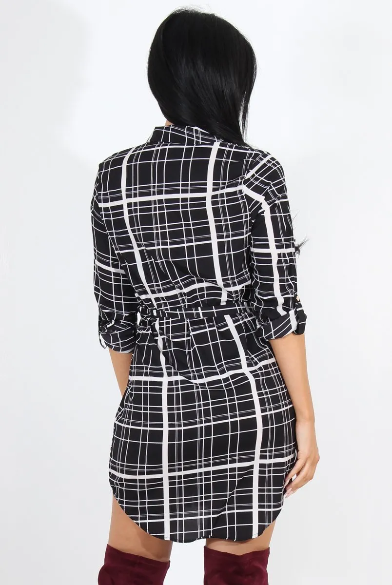Dolly Black Check Print Shirt Dress