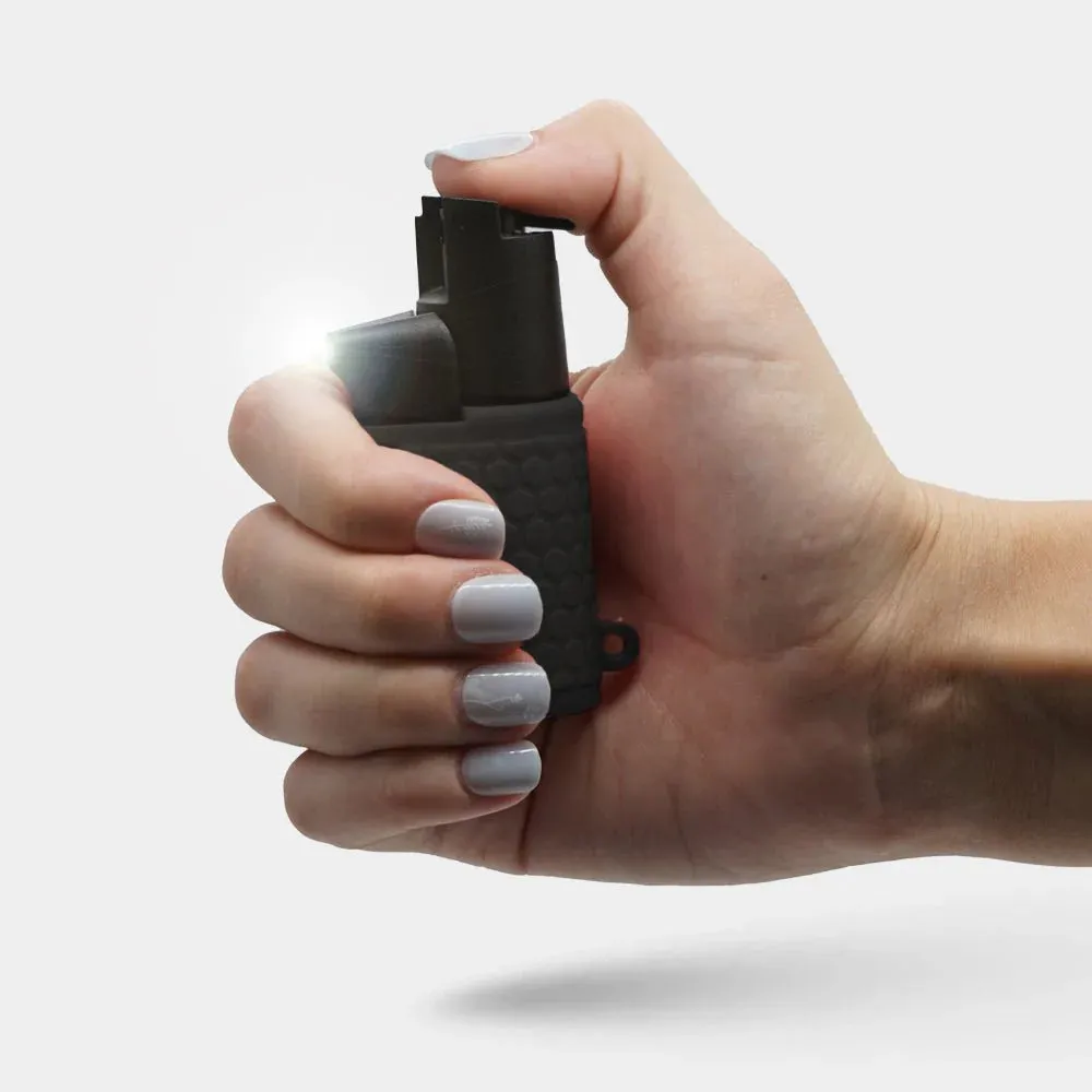 Light EM Up - Self Defense Combo with Red Pepper Spray & Flashlight - BLK