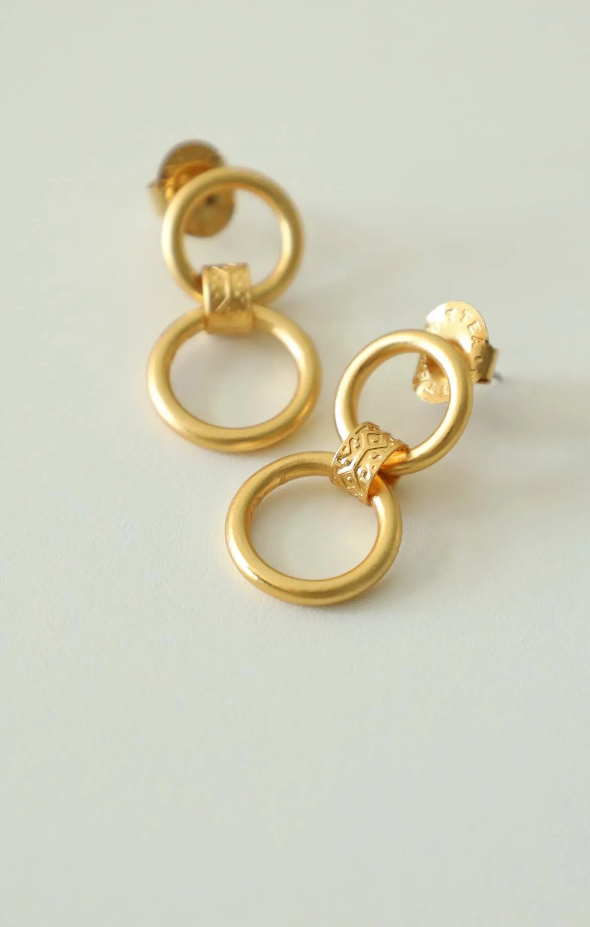 Matte Gold Double Ring Earrings