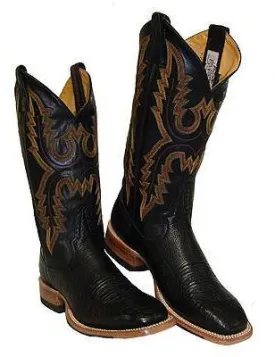 Rod Patrick Black Smooth Ostrich Broad Square Toe Boots